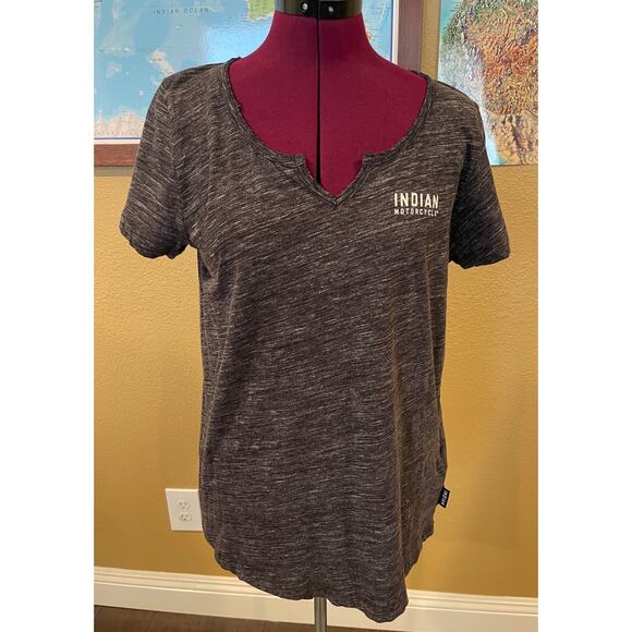 Indian Motorcycle Woman’s Dark Heathered Gray T-Shirt Medium - Picture 1 of 9